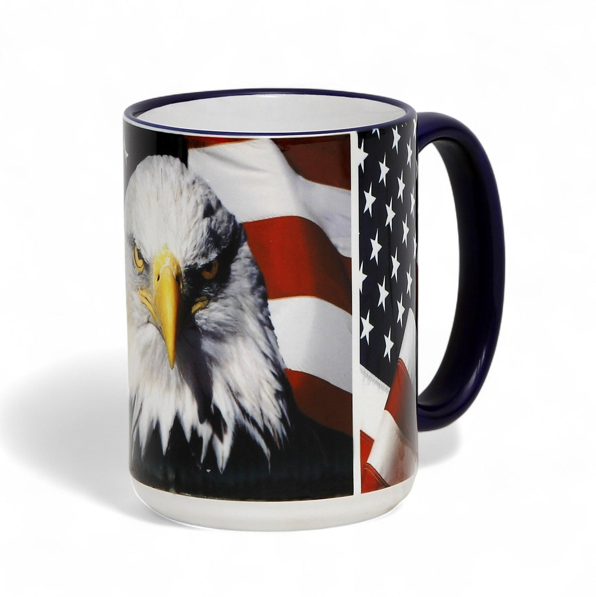 SUBLIMART: Patriotic 15 oz Bald Eagle &amp; American Flag Ceramic Mug