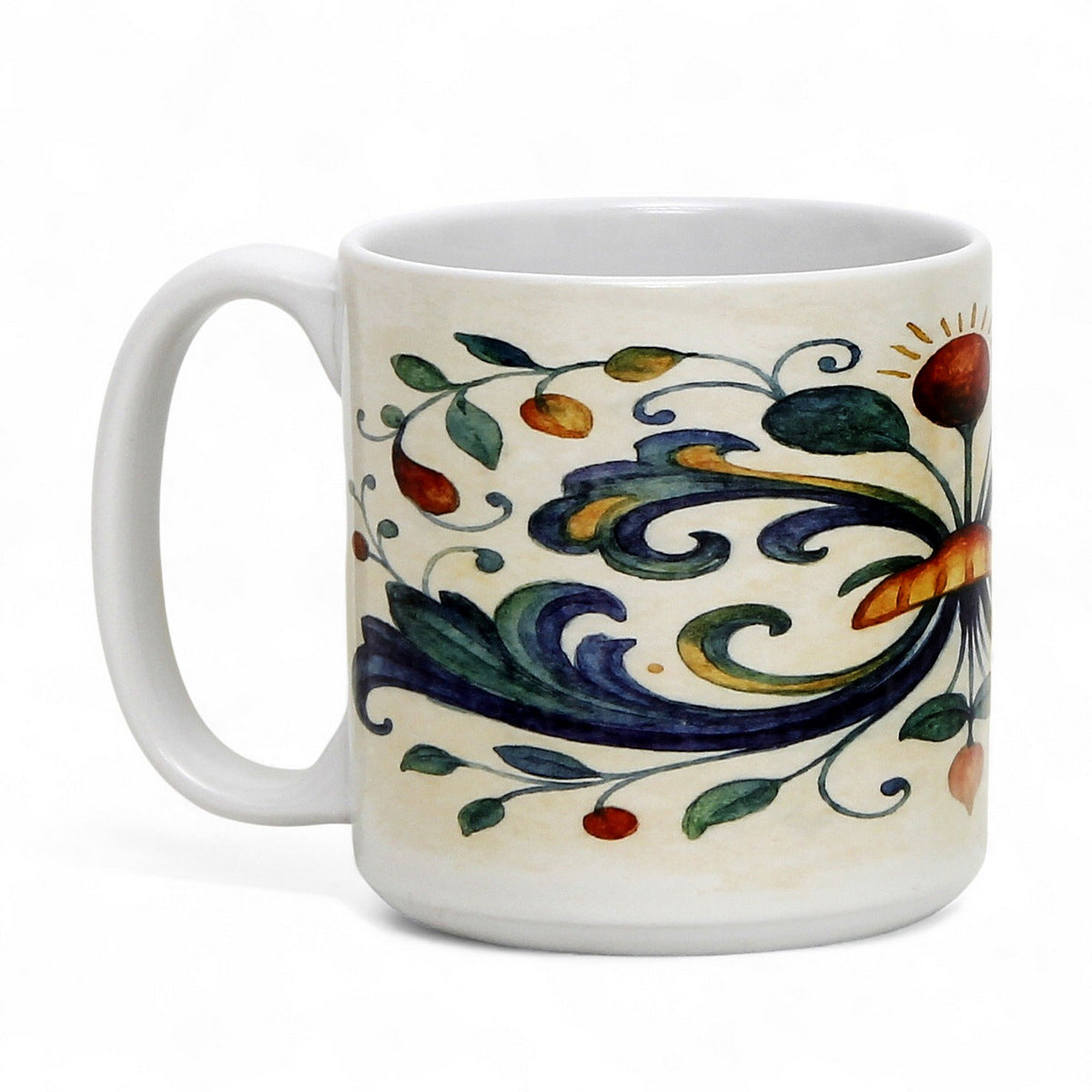 RICCO ITALIA DERUTA: Porcelain mug featuring Ricco Italia Deruta design by Mario Bruno. (11 Oz or 20 Oz)