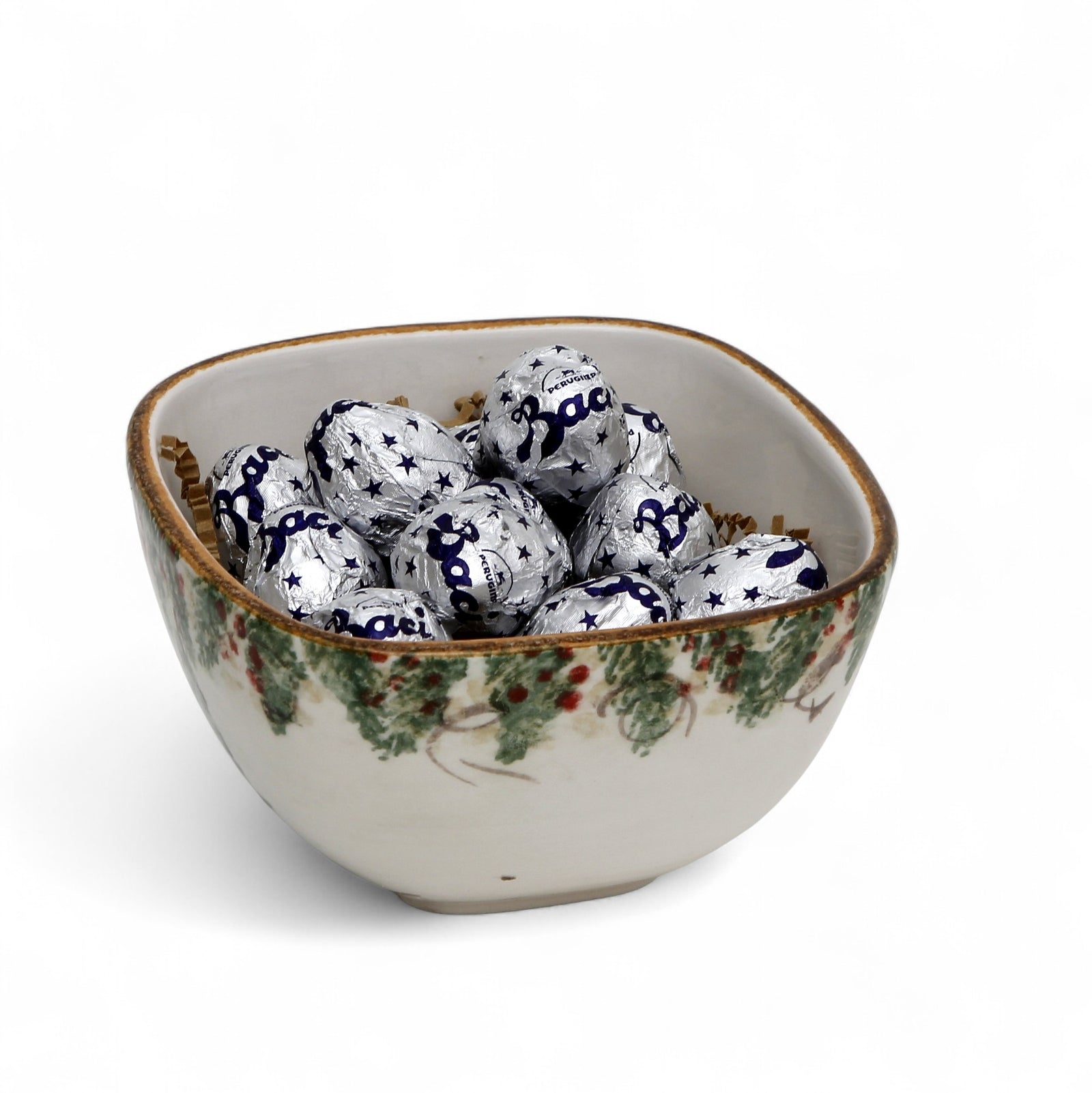 LOVE.ly: ARTE ITALICA Natale Square Cereal Bowl with 12 Baci Perugina