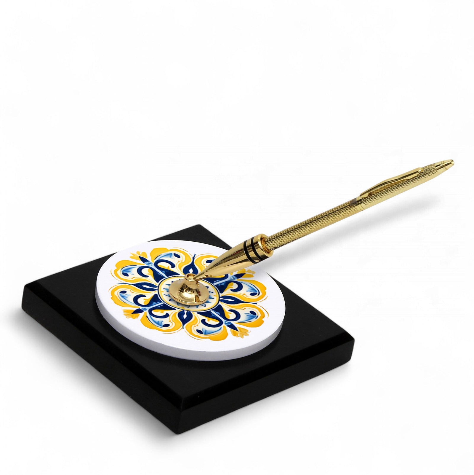 SUBLIMART: Traditional Italian-Inspired Wood/Ceramic Pen Holder with pen (Design 01)