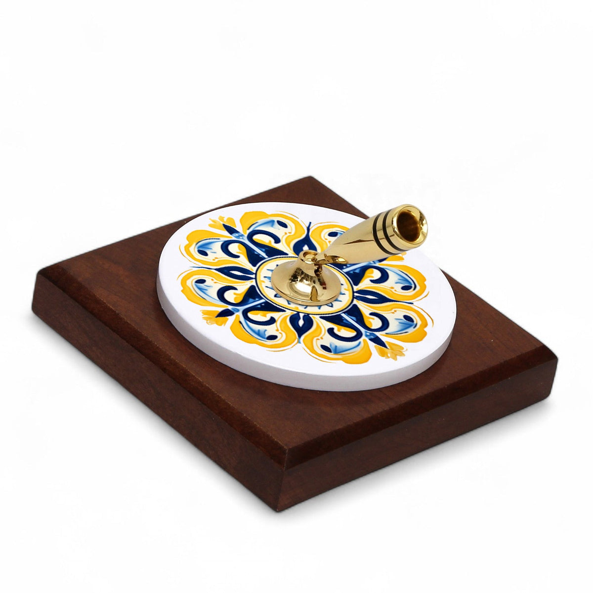 SUBLIMART: Traditional Italian-Inspired Wood/Ceramic Pen Holder with pen (Design 01)