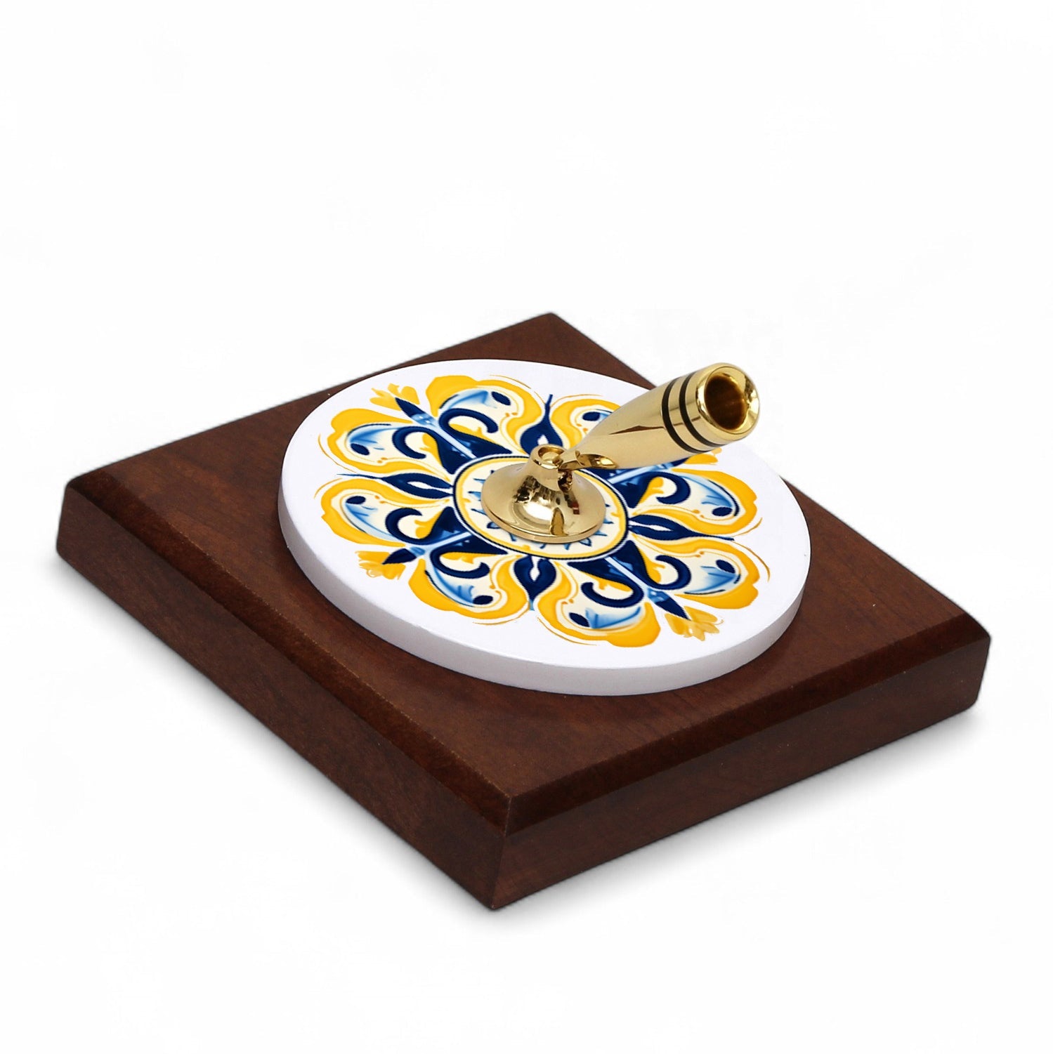 SUBLIMART: Traditional Italian-Inspired Wood/Ceramic Pen Holder with pen (Design 01)