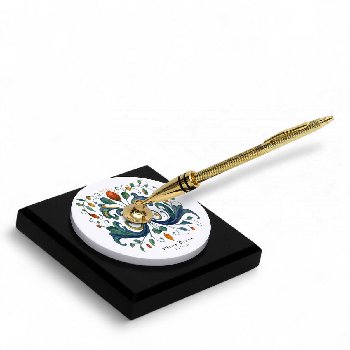 SUBLIMART: Traditional Italian-Inspired Wood/Ceramic Pen Holder with pen (Design 02)