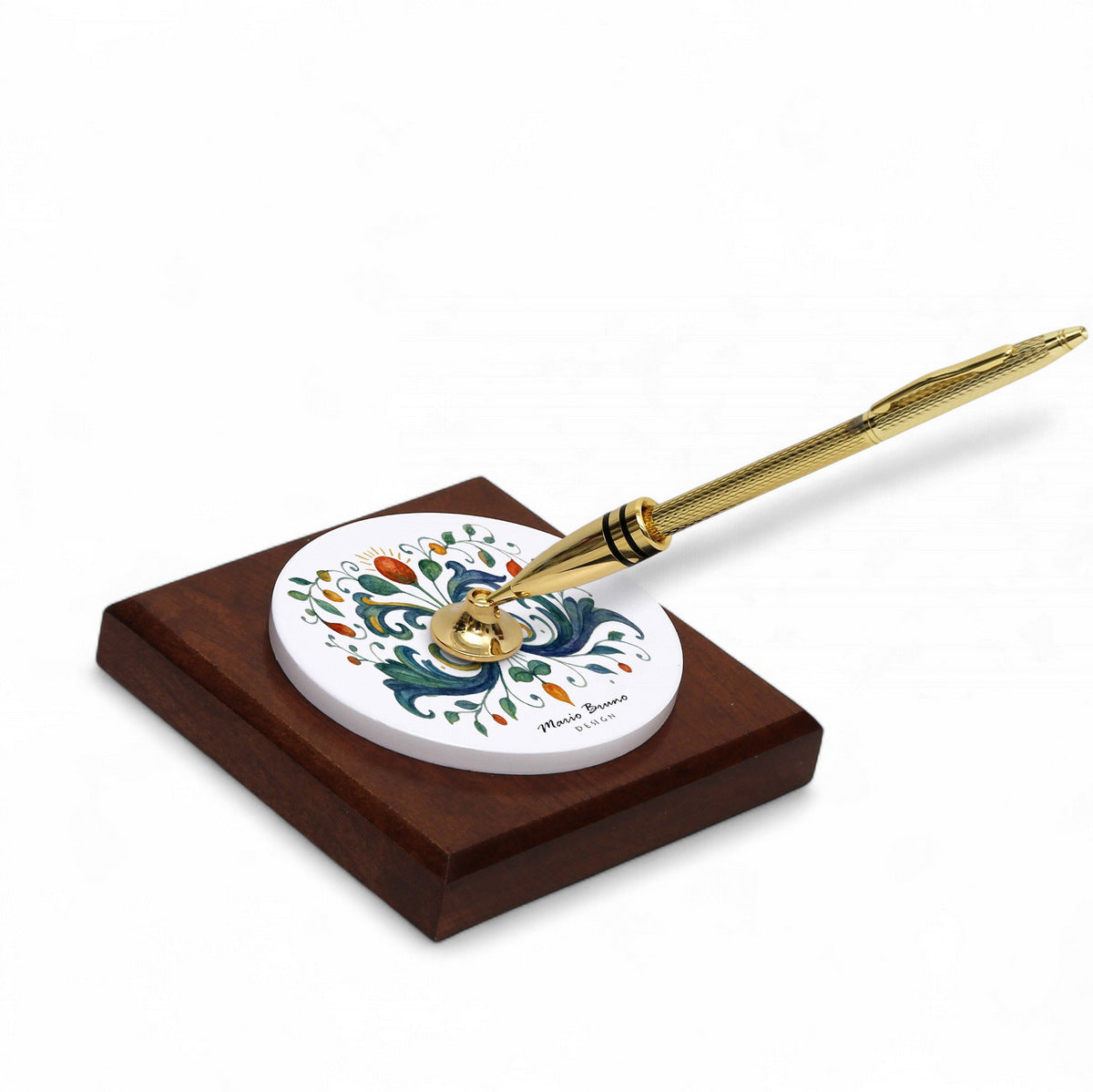 SUBLIMART: Traditional Italian-Inspired Wood/Ceramic Pen Holder with pen (Design 02)