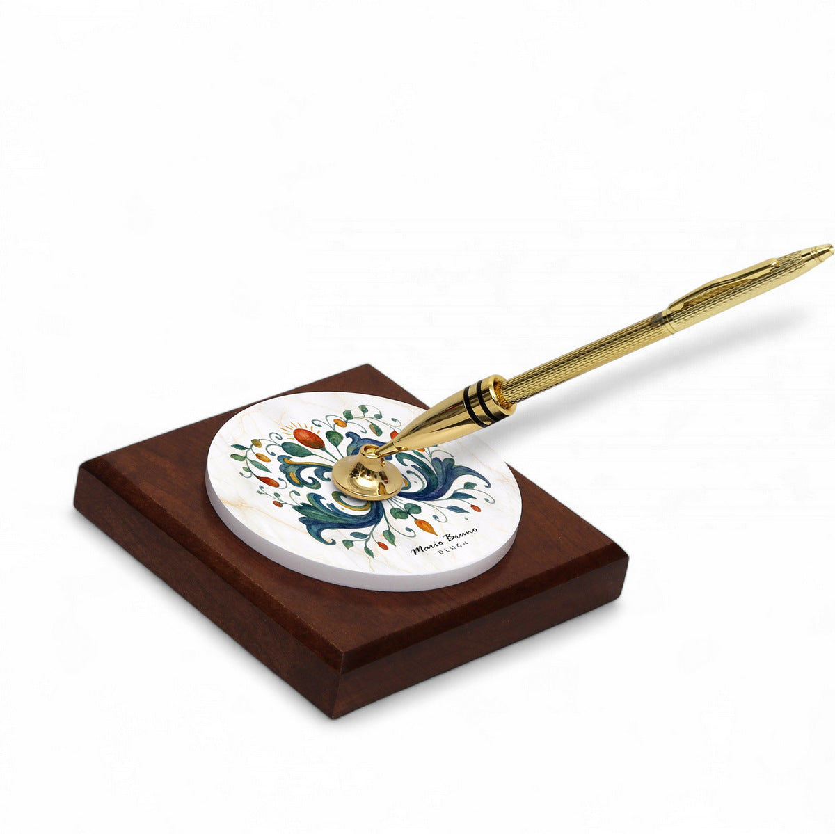 SUBLIMART: Traditional Italian-Inspired Wood/Ceramic Pen Holder with pen (Design 03)