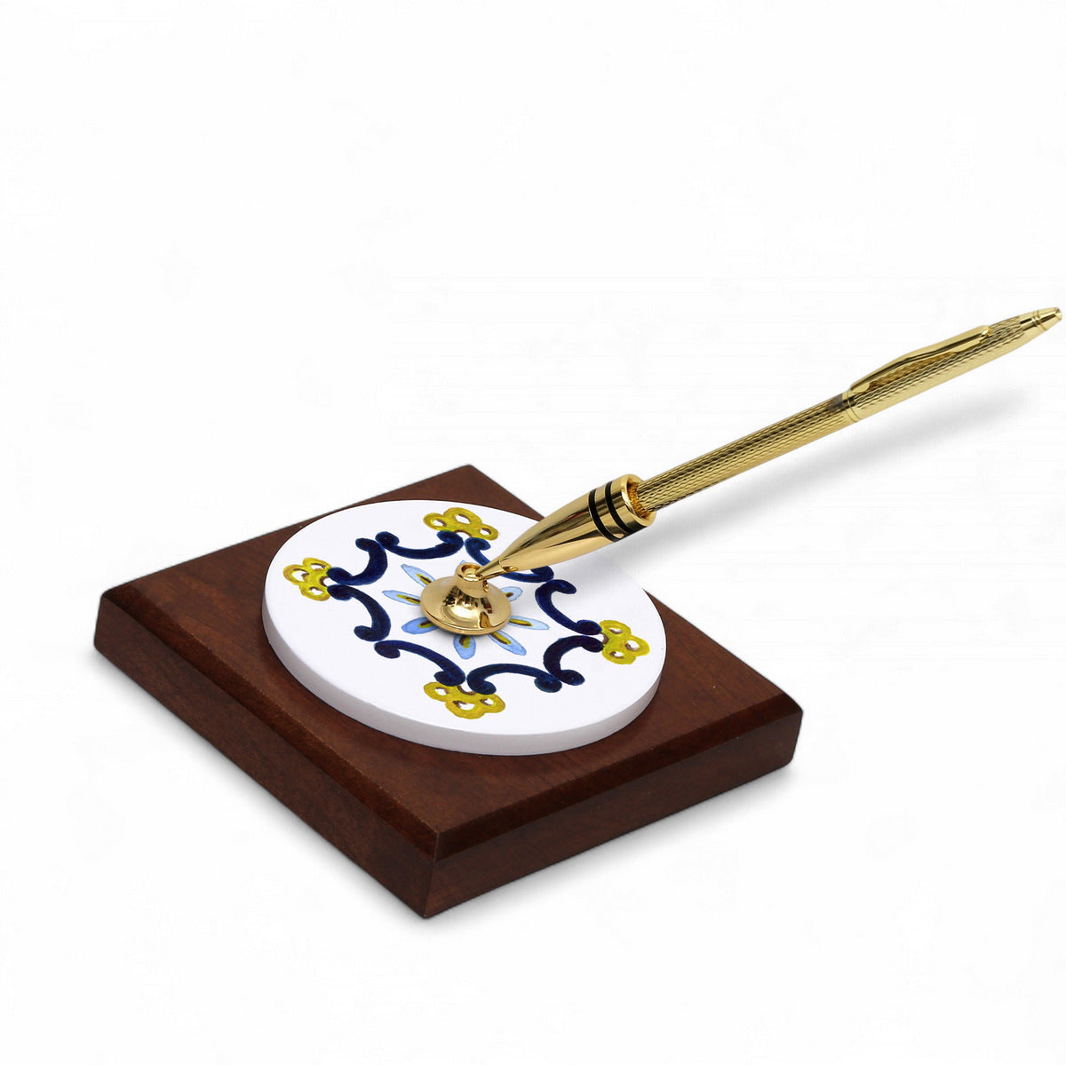 SUBLIMART: Traditional Italian-Inspired Wood/Ceramic Pen Holder with pen (Design 05)