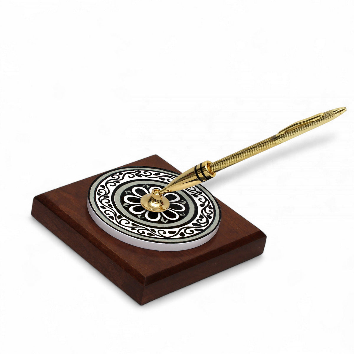 SUBLIMART: Traditional Italian-Inspired Wood/Ceramic Pen Holder with pen (Design 09)