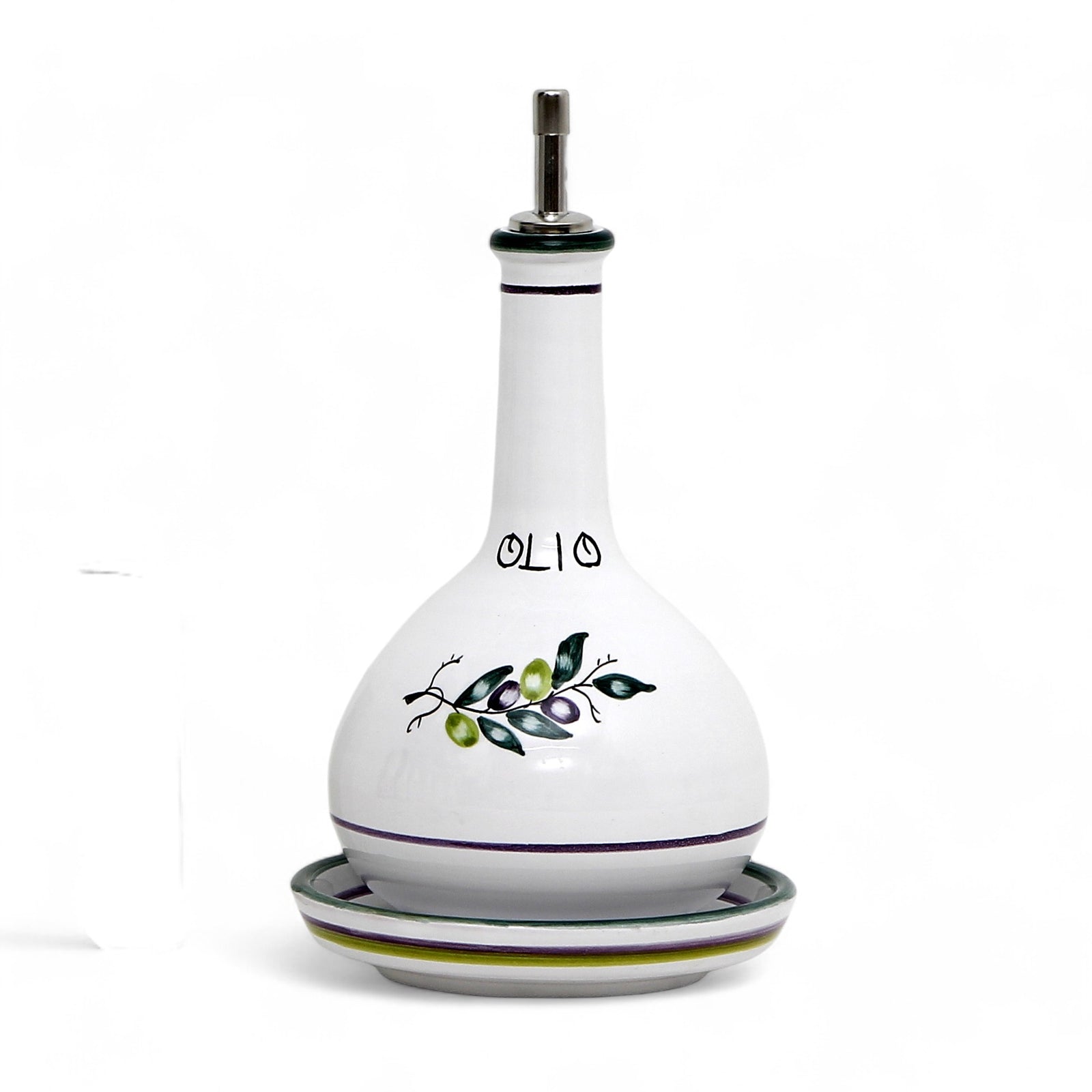 OLIVE: Olive Oil Bottle Dispenser Deluxe with Dipping Bowl Tray