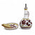 ORVIETO RED ROOSTER: Olive Oil Bottle Dispenser Deluxe with Dipping Bowl Tray