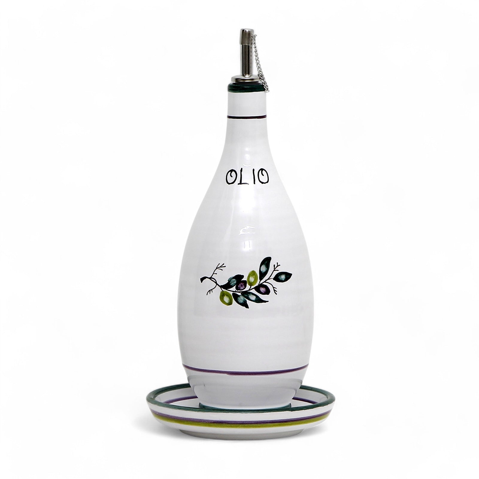 OLIVA: Olive Oil Slim Bottle Dispenser with matching Dipping Bowl/Tray