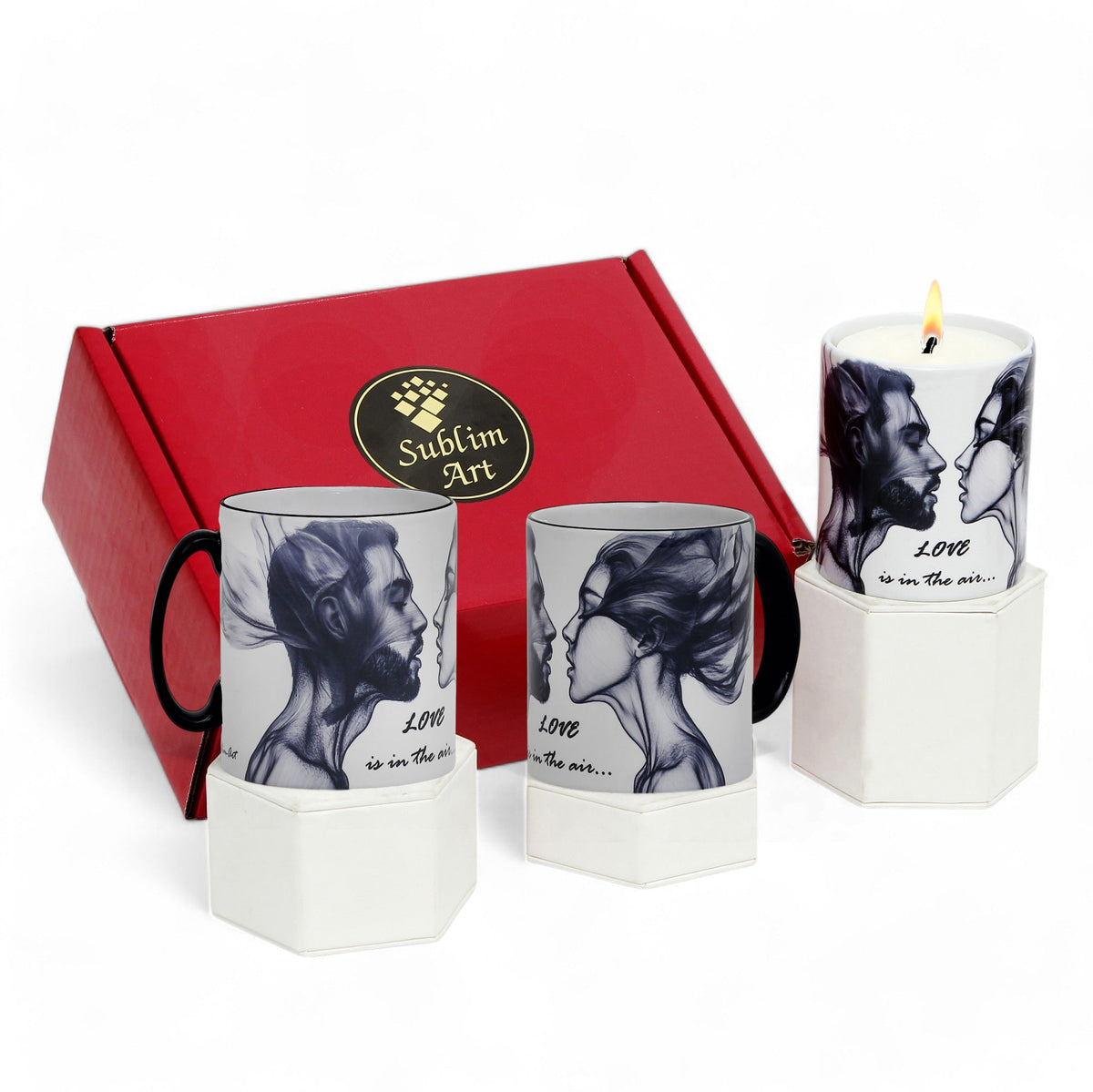 SUBLIMART: LOVE.ly Bundle &quot;Love is in the Air&quot; (Set of 1 Candle + 2 Mugs)