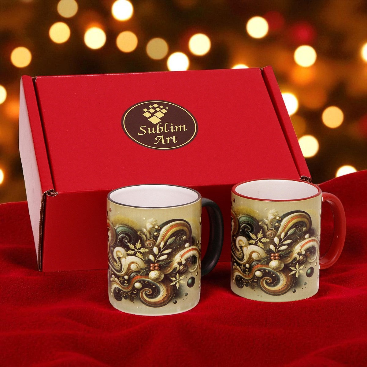 SUBLIMART: Christmas Boxed Bundle - 2 Mugs (Red+Green) – Fluid Wave Design by RC Designs (Pattern #01)