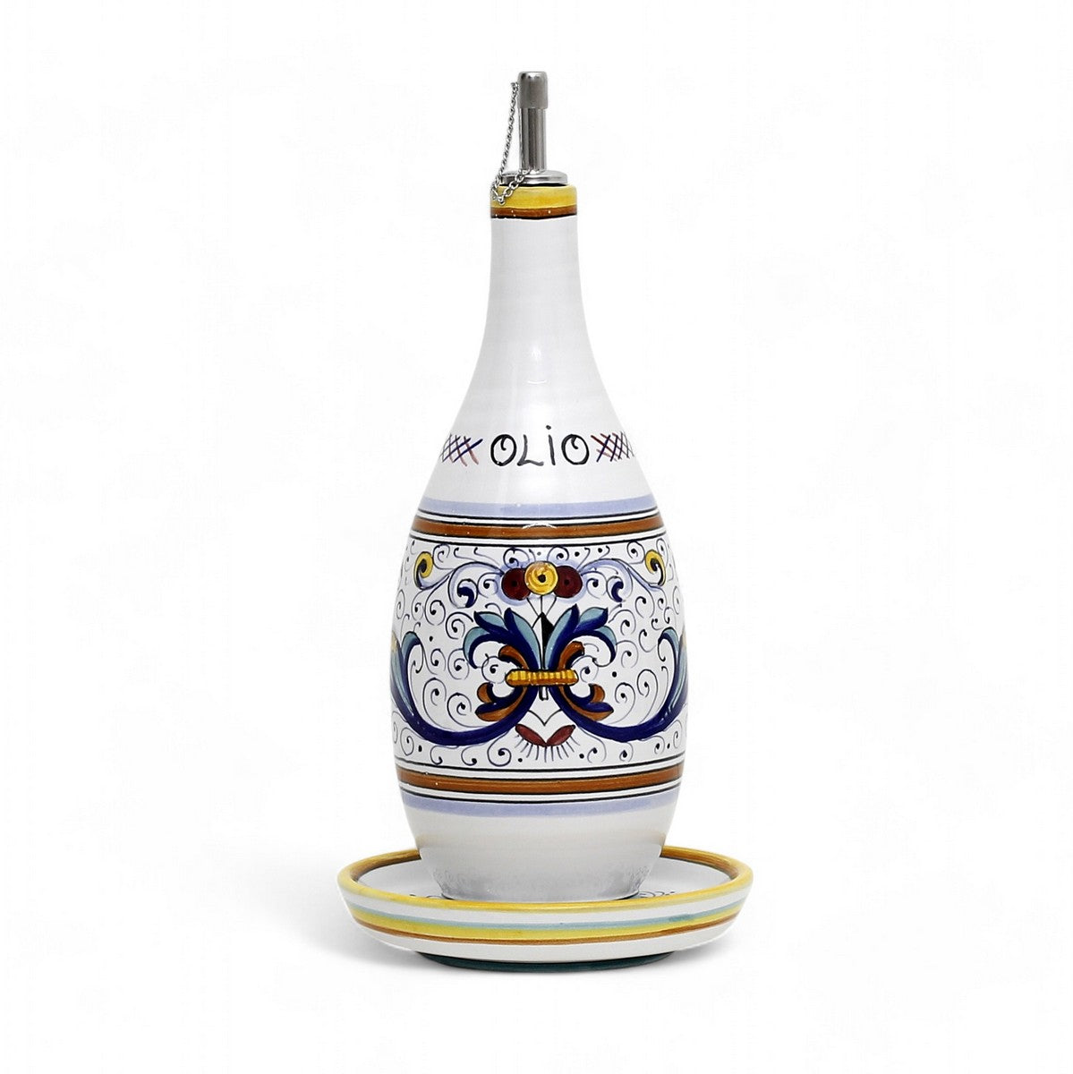 RICCO DERUTA DELUXE: Olive Oil Slim Bottle Dispenser with matching Dipping Bowl/Tray