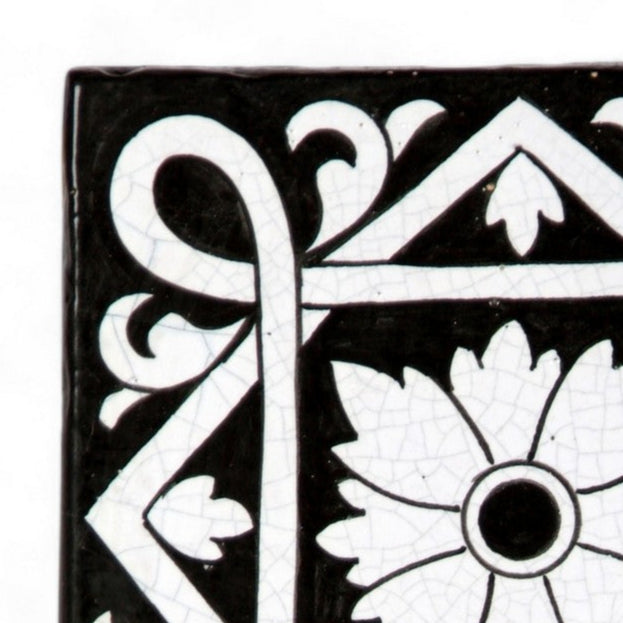 ANTICA DERUTA: Deluxe Hand Painted Ceramic Authentic Deruta Tile Nero