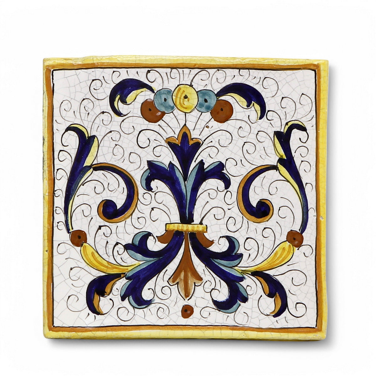 ANTICA DERUTA: Hand Painted Ceramic Authentic Deruta Tile Ricco Deruta