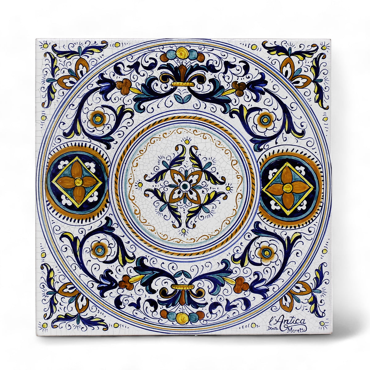 ANTICA DERUTA: Hand Painted Ceramic Deruta Wall Hung Tile 12" (PT/DR22)