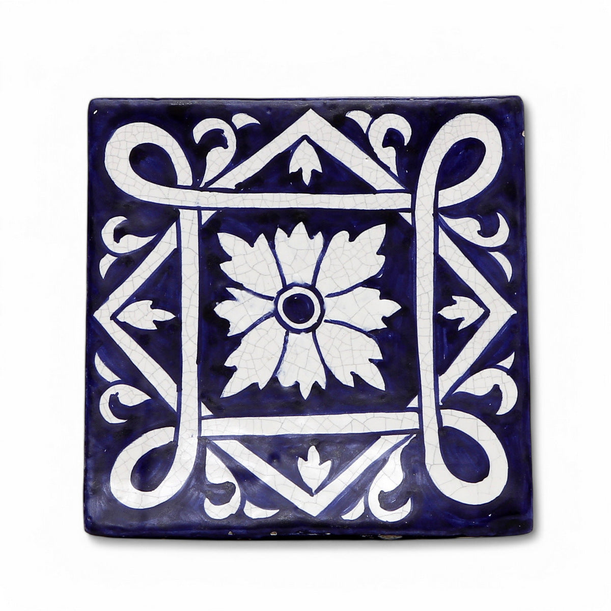 ANTICA DERUTA: Deluxe Hand Painted Ceramic Authentic Deruta Tile Blue