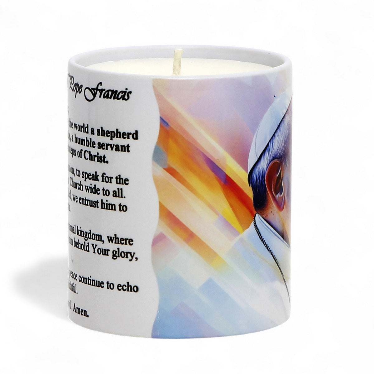 Pope Francis Prayer Candle – Porcelain Tumbler with Soy Wax & Passing Prayer