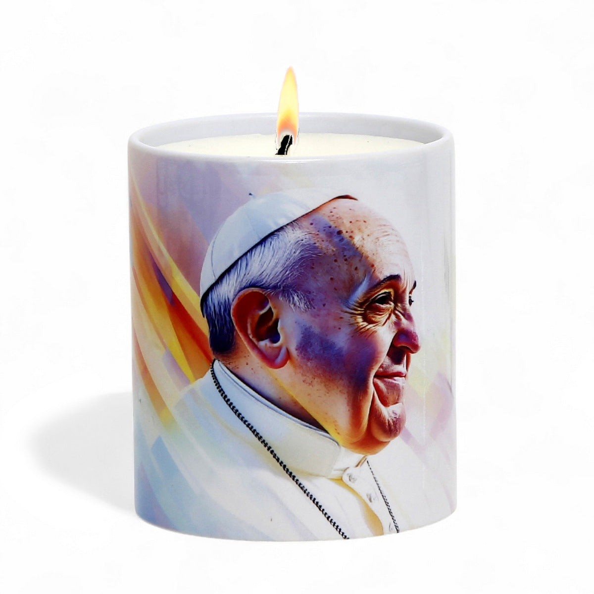 Pope Francis Prayer Candle – Porcelain Tumbler with Soy Wax &amp; Passing Prayer