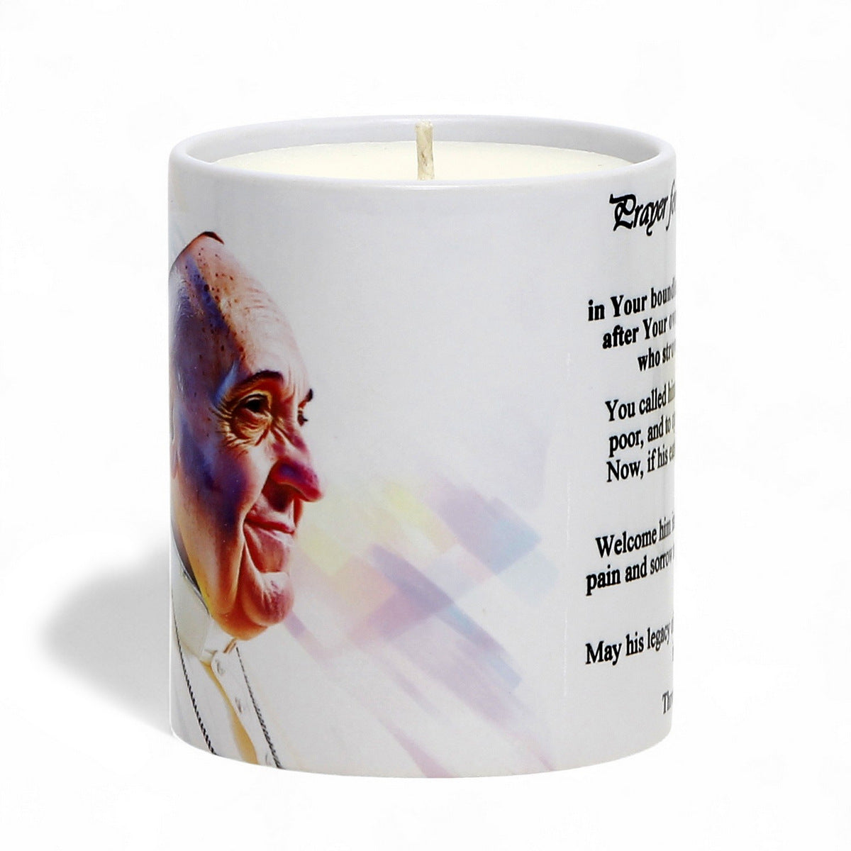 Pope Francis Prayer Candle – Porcelain Tumbler with Soy Wax & Passing Prayer
