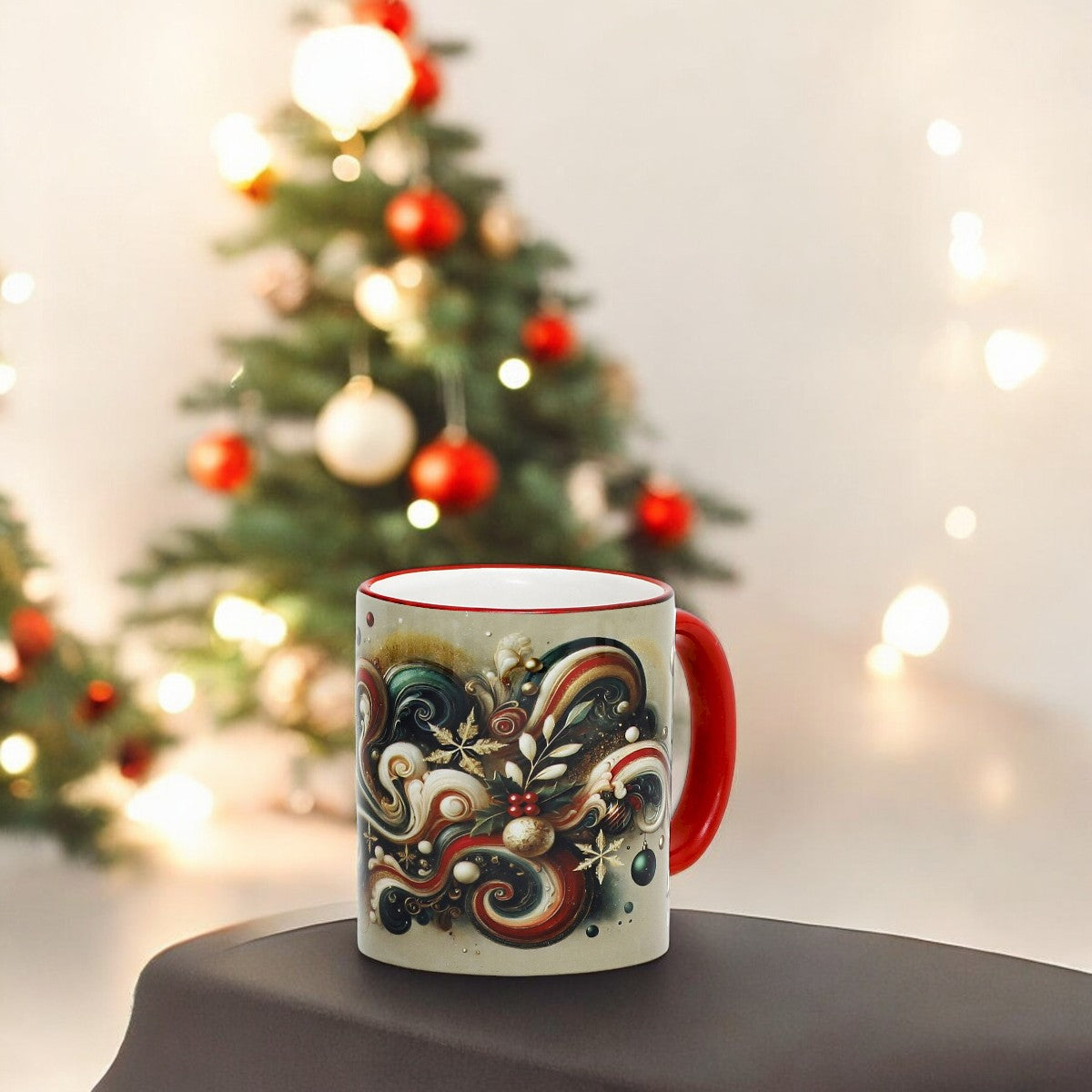 SUBLIMART: Christmas Boxed Bundle - 2 Mugs (Red+Green) + 1 Candle – Fluid Wave Design by RC Designs