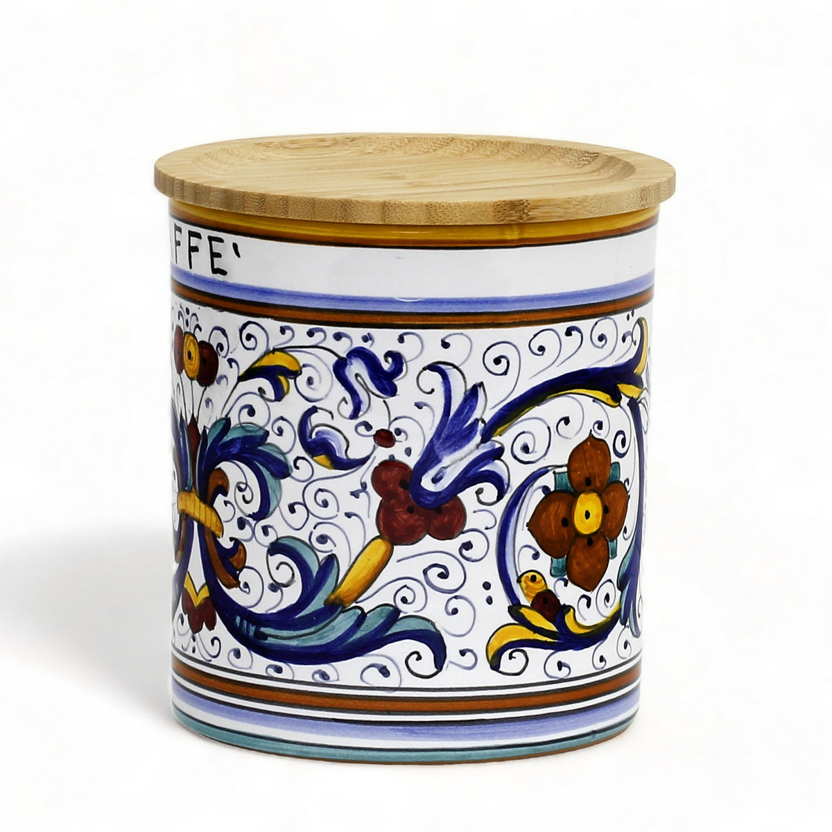 RICCO DERUTA DELUXE: NEW! Canister with Bamboo Lid - 'CAFFE' (Coffee)