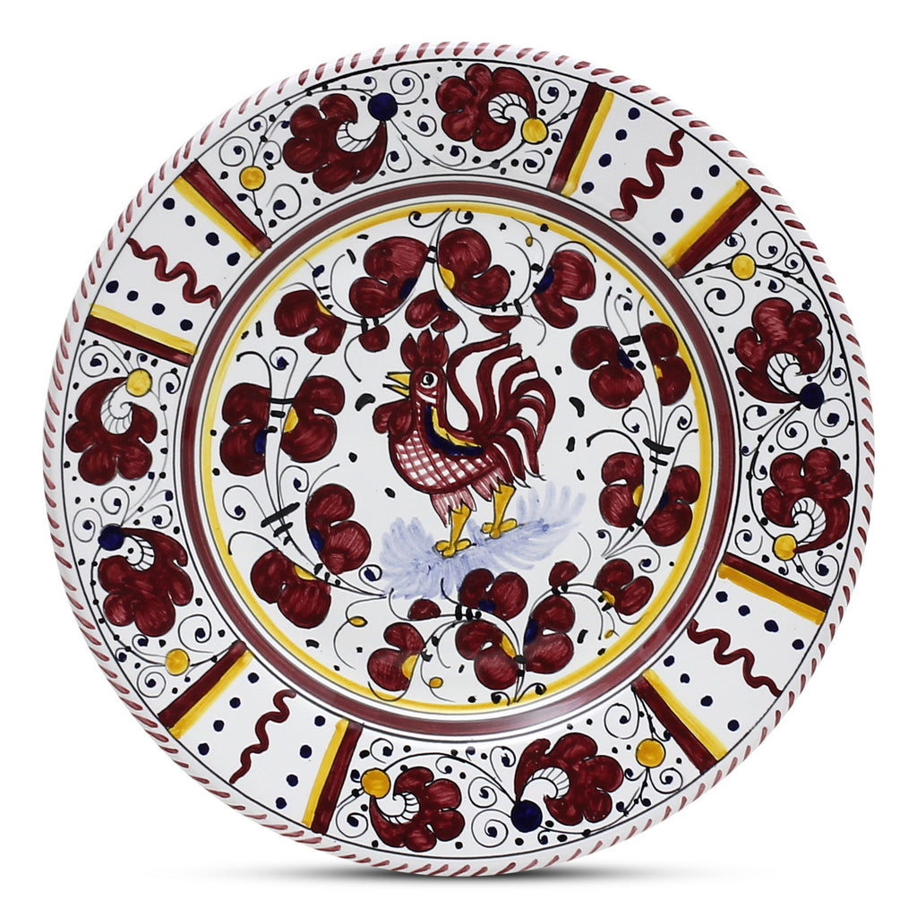 GIFT BOX: With Deruta Dinner Plate - RED ROOSTER design (4 Pcs)