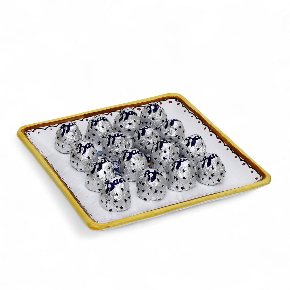 LOVE.ly: Deruta Square Multipurpose Tray with 12 Baci Perugina - RICCO DERUTA design