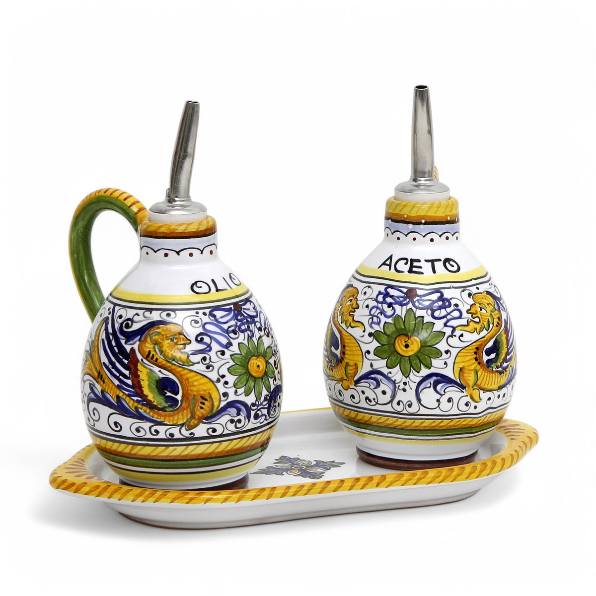 RAFFAELLESCO: Outlet Special! Oil &amp; Vinegar Small Dispensers Set + Tray