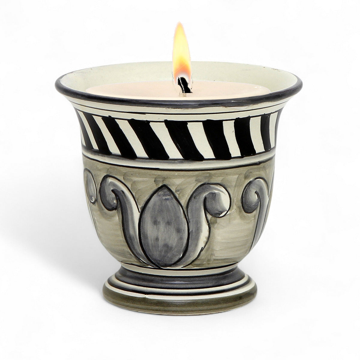 DERUTA CANDLES: Bell Cup Candle ~ Decoro Vario Grigio