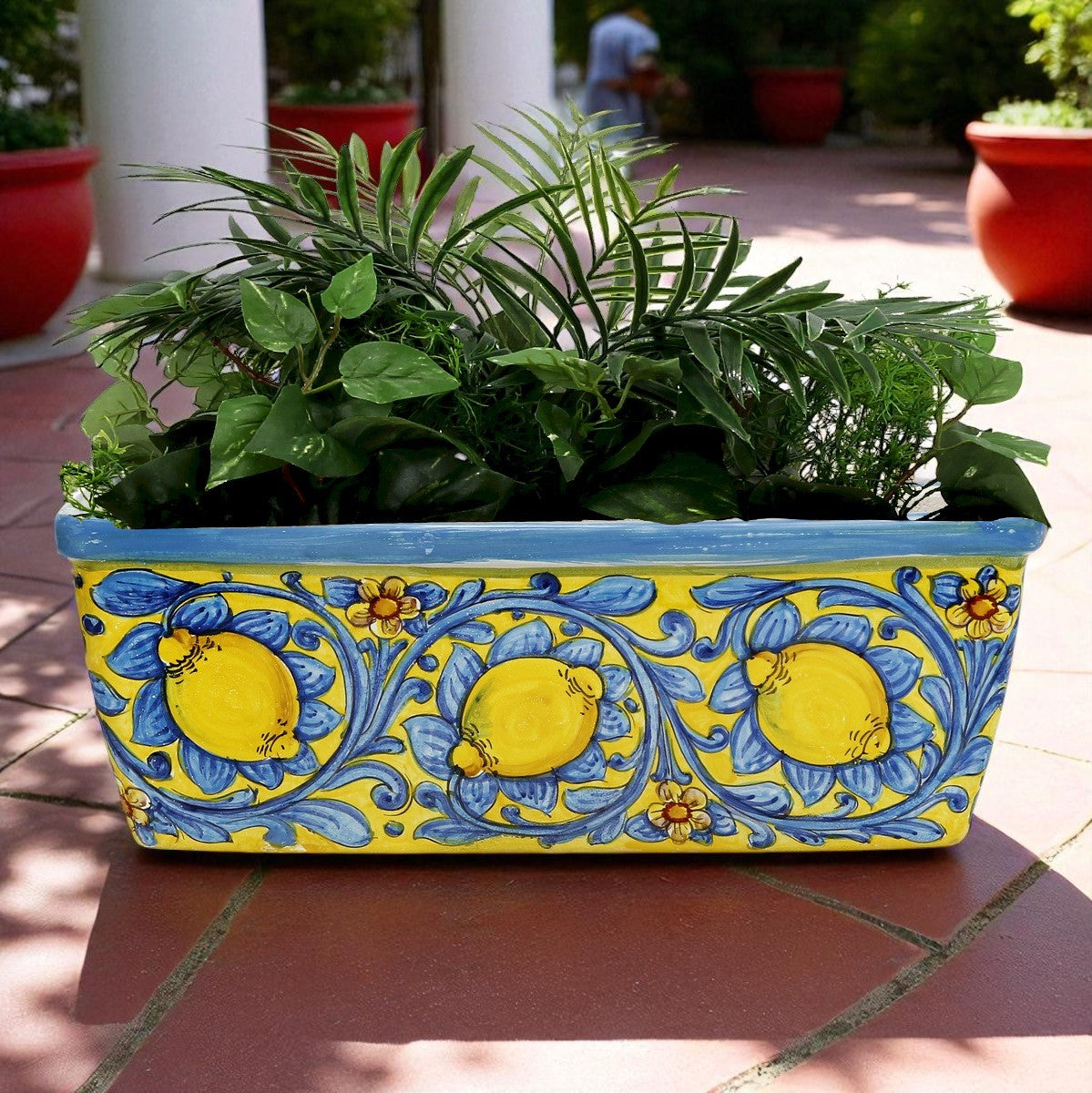 TOSCANA PLANTER: Rectangular Tuscan Jardiniere - Strong Terracotta indoor/outdoor - CAPRI Design
