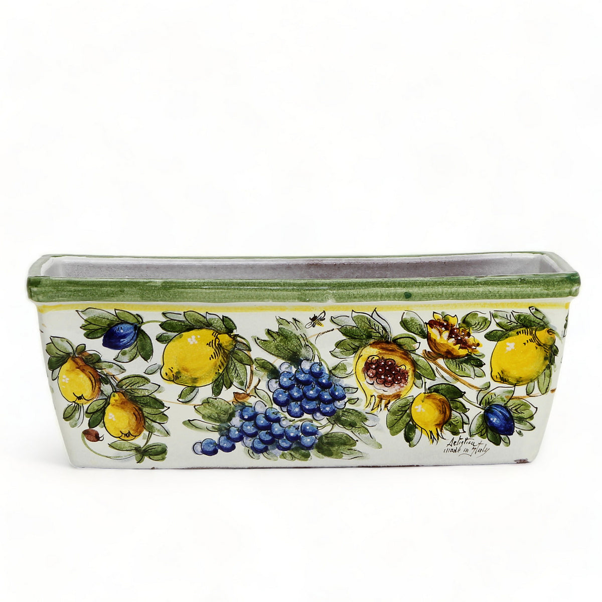 TOSCANA PLANTER: Rectangular Tuscan Jardiniere - Strong Terracotta indoor/outdoor - Majolica Limoni Design