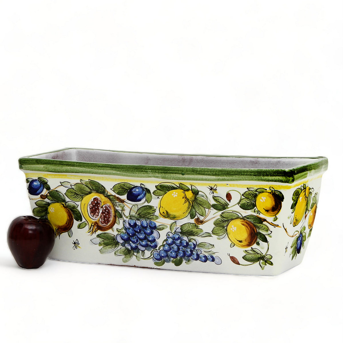 TOSCANA PLANTER: Rectangular Tuscan Jardiniere - Strong Terracotta indoor/outdoor - Majolica Limoni Design