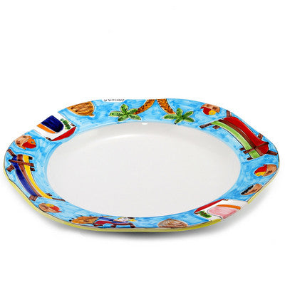 LA MUSA: Hexagonal Serving Charger Porticciolo Harbor Fisherman Boat - artisticaitalian.com