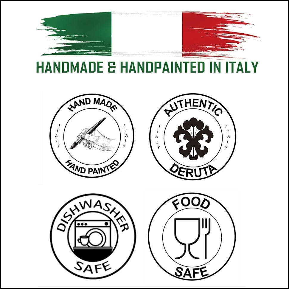 ORVIETO RED ROOSTER: Canape Plate - 7" Diam. Saucer [CARBONE SPECIAL] - artisticaitalian.com