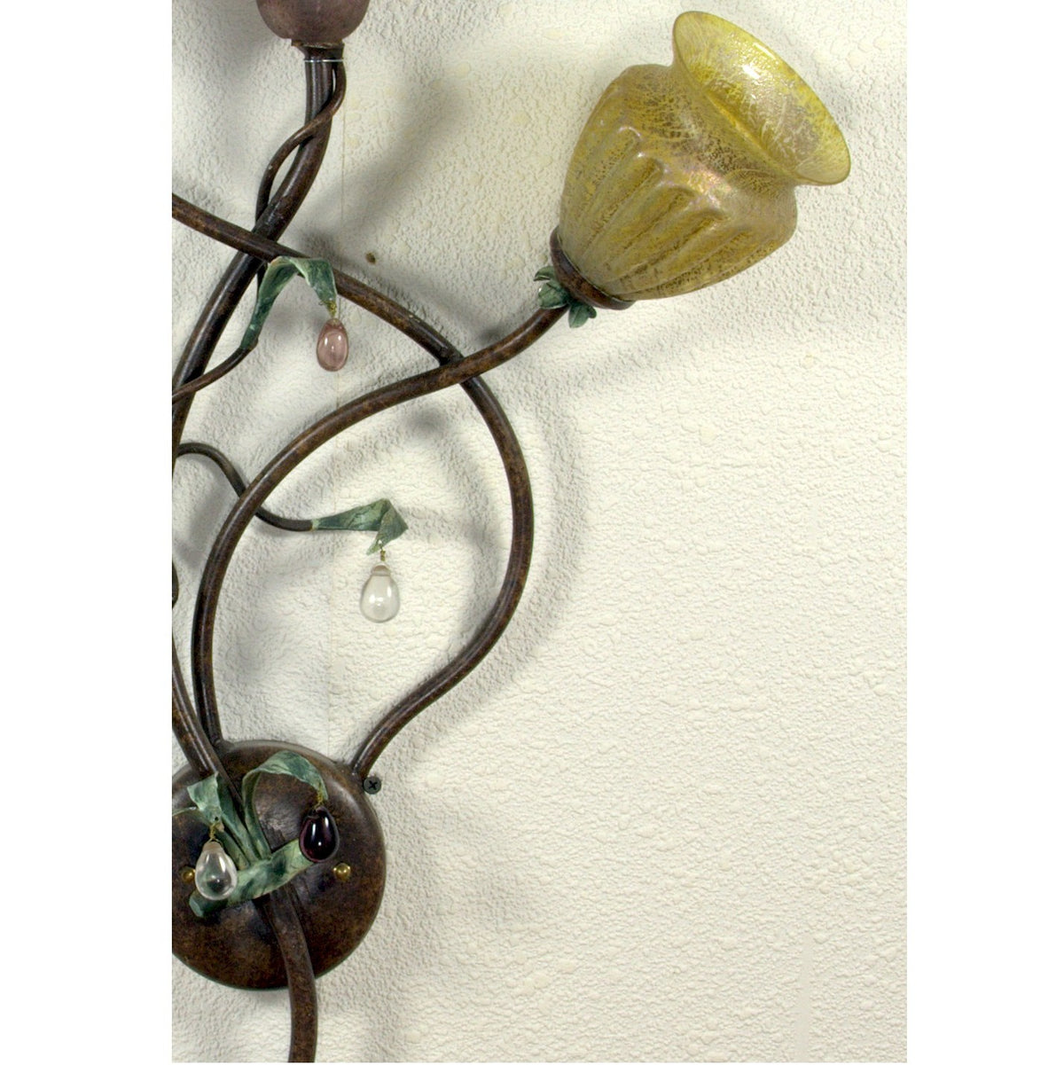 ALBA LAMP: Wall Sconce Light: Murano W Iron Hand Painted Gold Leaf - artisticaitalian.com