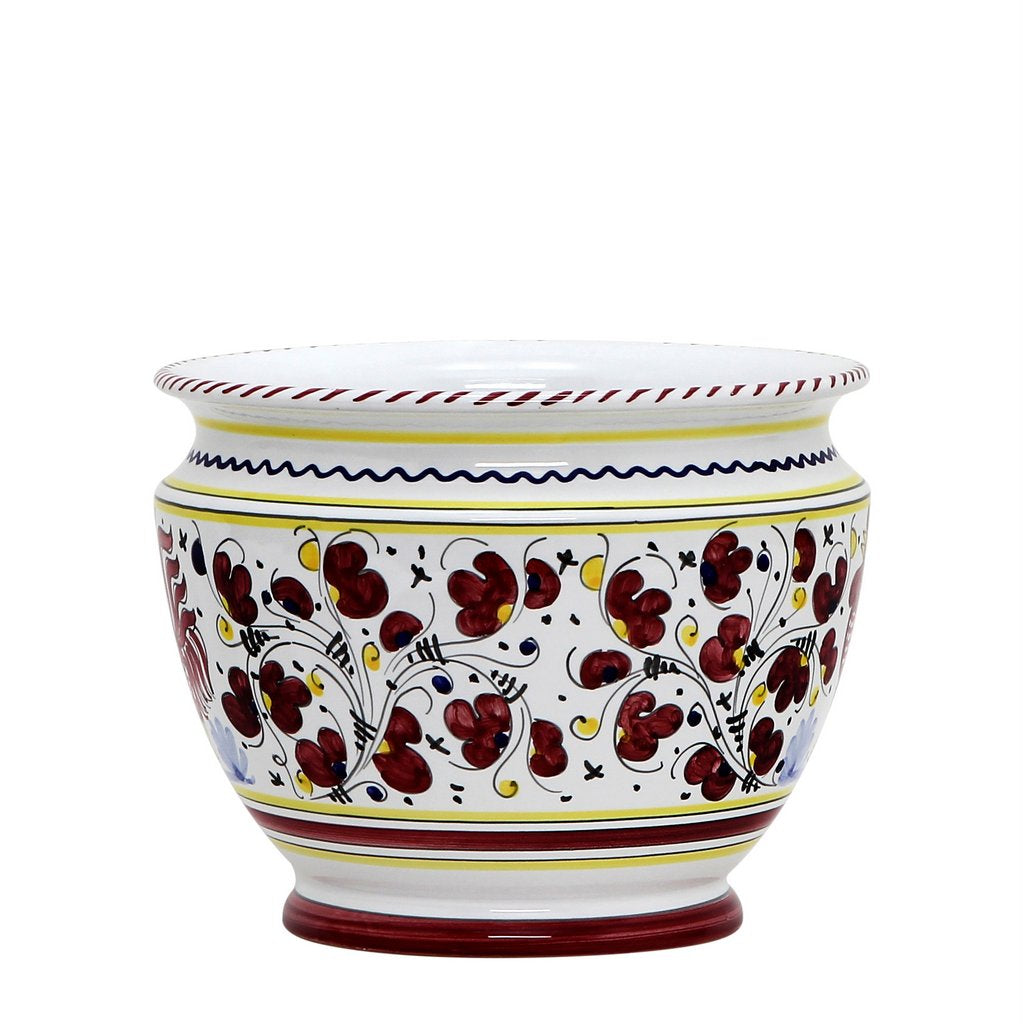 ORVIETO RED ROOSTER: Luxury Cachepot Planter Small - artisticaitalian.com
