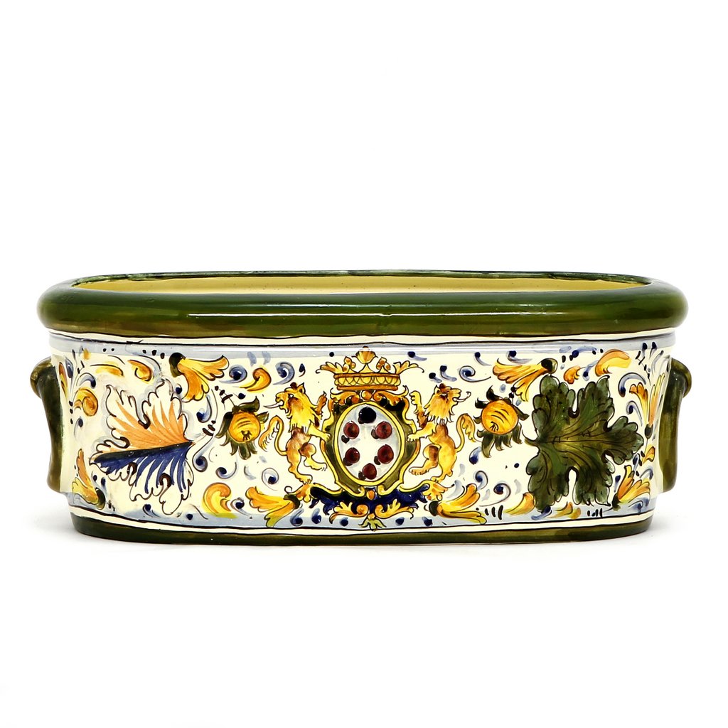 MAJOLICA CAFFAGIOLO: Oblong jardiniere cachepot - artisticaitalian.com