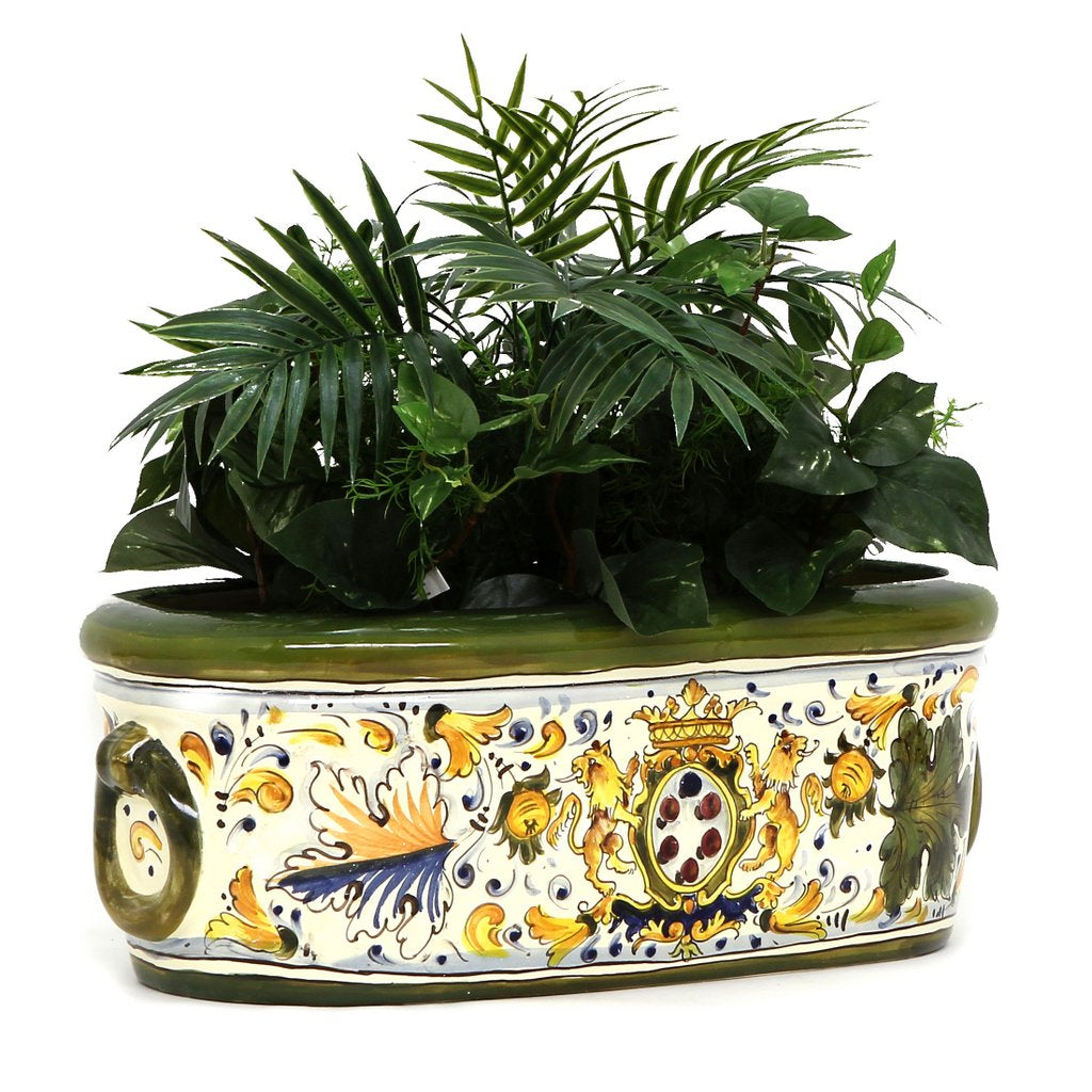 MAJOLICA CAFFAGIOLO: Oblong jardiniere cachepot - artisticaitalian.com