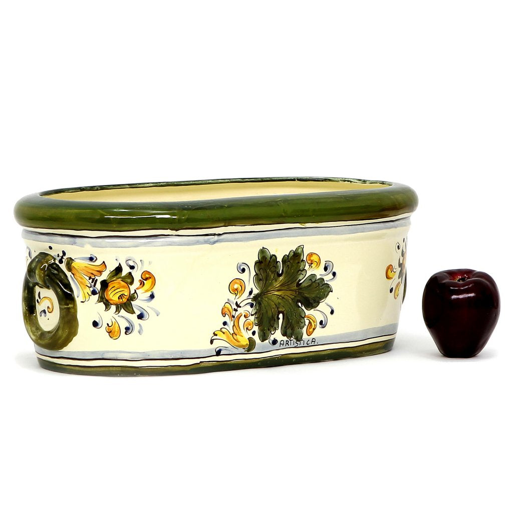 MAJOLICA CAFFAGIOLO: Oblong jardiniere cachepot - artisticaitalian.com