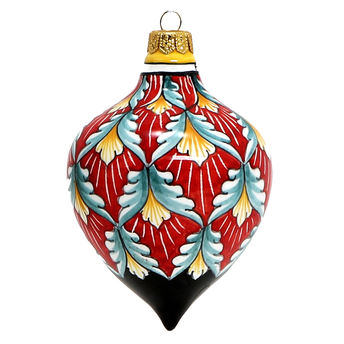 CHRISTMAS ORNAMENT: Drop Ball Hand Painted in Deruta Vario design (Large) - artisticaitalian.com
