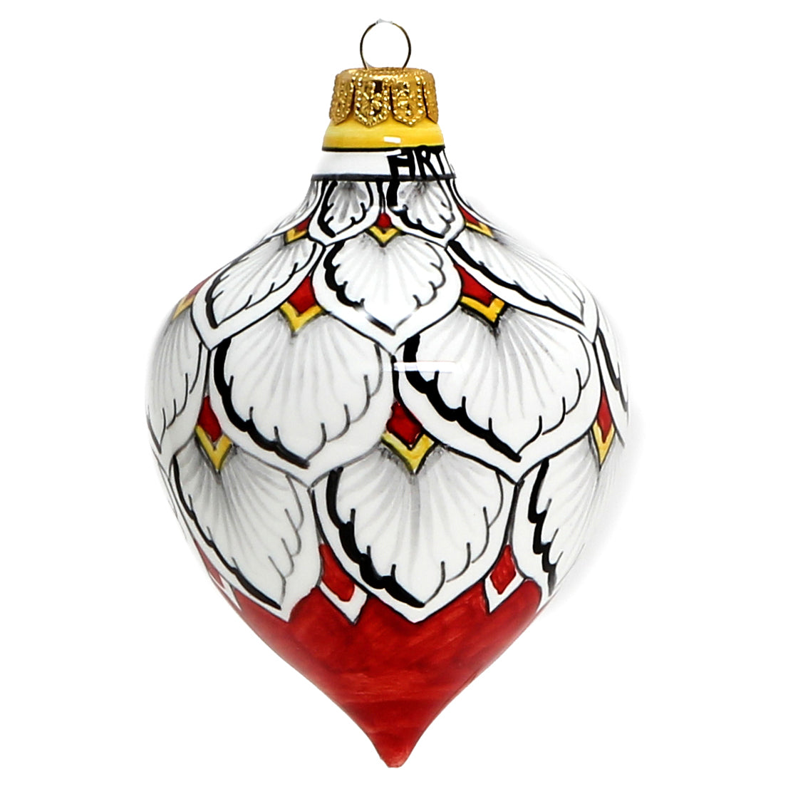 CHRISTMAS ORNAMENT: Drop Ball Hand Painted in Deruta Vario design (Large) - artisticaitalian.com