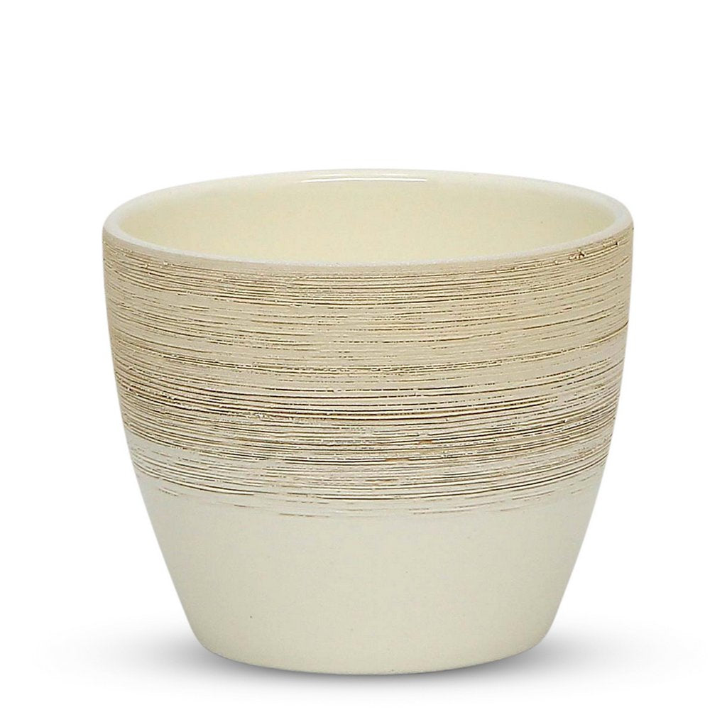 ELEGANTE: Graffito Rustico Vanilla Cream Ceramic Flower Pot Small (5.5" H.) - artisticaitalian.com