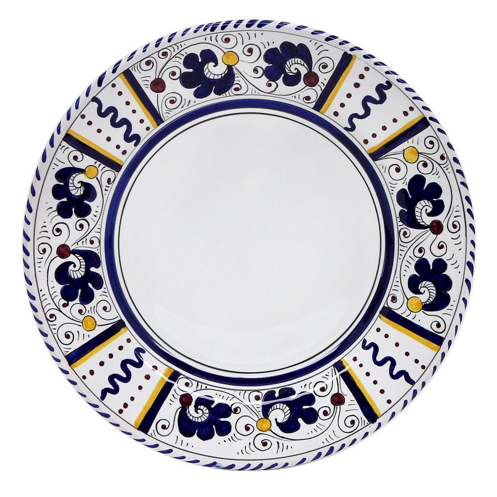ORVIETO BLUE ROOSTER: Dinner Plate (White Center) - artisticaitalian.com