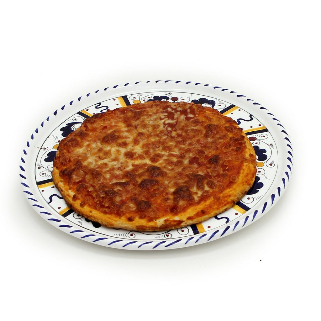ORVIETO BLUE ROOSTER: Deruta Pizza Plate - Cake or Cheese Platter. [R] - artisticaitalian.com