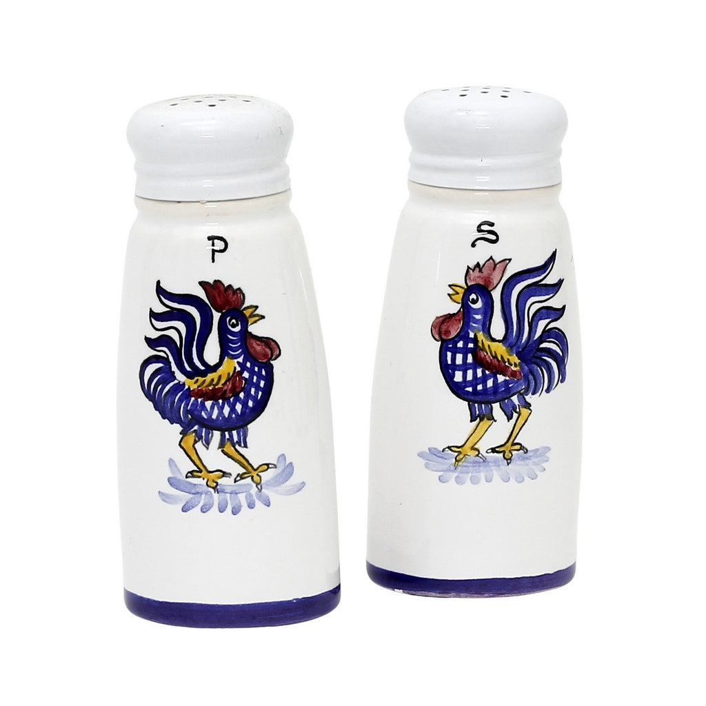 ORVIETO BLUE ROOSTER: Salt and Pepper Shakers - artisticaitalian.com