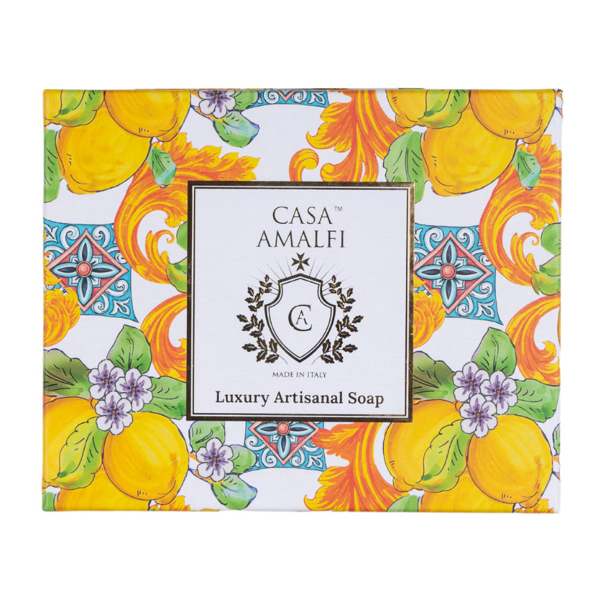 CASA AMALFI SOAPS: Scented Soap Bar with ceramic soap dish - Buongiorno Positano Set - artisticaitalian.com