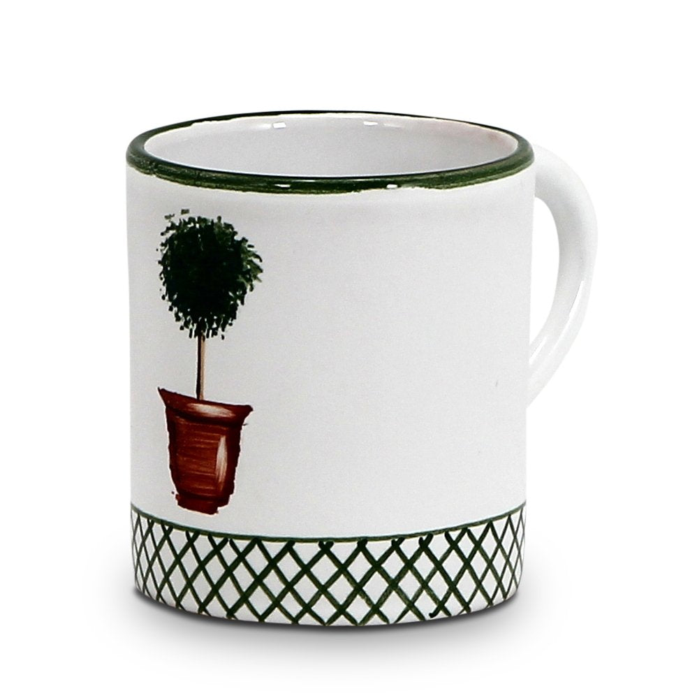 GIFT BOX: DeLuxe Glossy Red Gift Box with Two Deruta Giardino Mugs and One Crystal Candle Blue Spruce scent - artisticaitalian.com