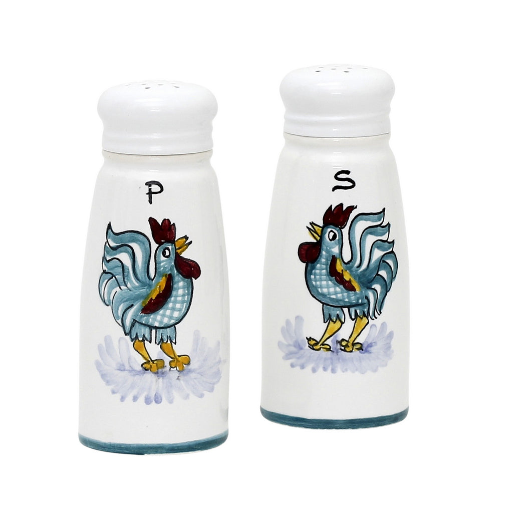 ORVIETO GREEN ROOSTER: Salt and Pepper Shakers - artisticaitalian.com