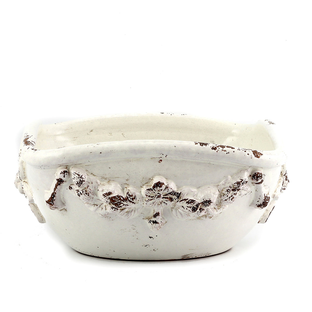 SCAVO ROBBIANA: Squared Centerpiece with Della Robbia bass relief motifs - artisticaitalian.com